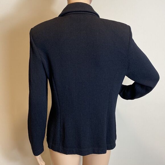 St. John Basic black knit classic blazer cardigan size 8 Luxury - Picture 4 of 10